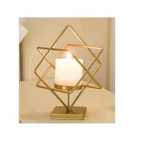 Bougeoir décoratif en métal tendance avec support doré à bougie unique pour pot de bougie unique de table décor de mariage fait à la main - Product Image 2