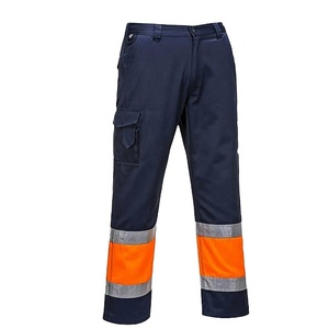 <b>Trousers</b> High Visibility Safety <b>Work</b> Wear Reflective Tape Stripe <b>Elasticated</b> Waistband Bottoms Workwear Pants - Product Image 1