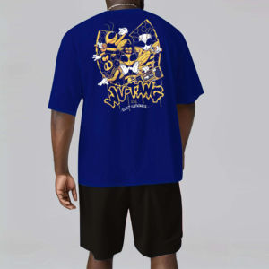 ชุดคู่แฝดของผู้ชายดีไซน์ใหม่ล่าสุดสำหรับฤดูร้อนเสื้อยืดลายแถบด้านข้างแบบปักลายสีตัดกับสีทึบขนาดพิเศษ - Product Image 6