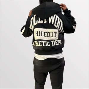 Streetwear graphique personnalisé imprimé bouffant fermeture éclair complète à capuche pantalons de survêtement 2 pièces ensemble hommes lavage à l'acide jogger ensembles 100% coton survêtement - Product Image 4