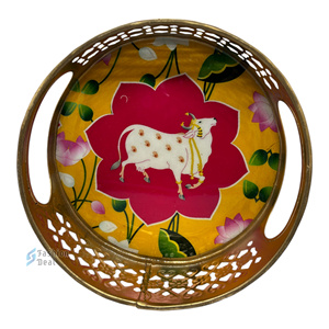 Elegante cesta de bandeja de hierro Pichwai de metal para servir festivales y cestas de decoración de regalos - Product Image 4