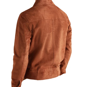 Veste en cuir marron daim vente en gros fournisseur de veste de mode personnalisé vente en gros usine veste en cuir daim moto - Product Image 5