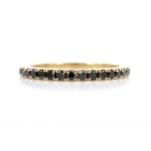 Round Cut Prong Setting <b>Black</b> Diamond Eternity <b>Ring</b> For <b>Women</b> - Product Image 2