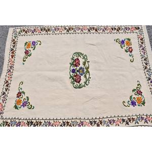 พรมขนสัตว์ตุรกีวินเทจ3.8 x 5.2ft เบจสีดีเย็บปะติดปะต่อกันดีไซน์สำหรับการใช้ชีวิตสี่เหลี่ยมผืนผ้าน้ำยางข้นลายไม้ไผ่ - Product Image 5