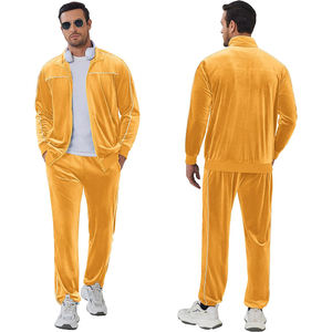 Primavera otoño ropa deportiva chándal gimnasio hombre dos piezas pantalones conjunto Casual hombres sudadera suave y pesado Spandex terciopelo chándal hombres - Product Image 3