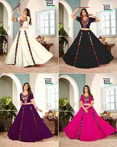 Zain Exports Blouse décontractée réversible en rayonne épaisse avec broderie miroir et jupe évasée pour les mariages et la saison des fêtes de Diwali - Product Image 6