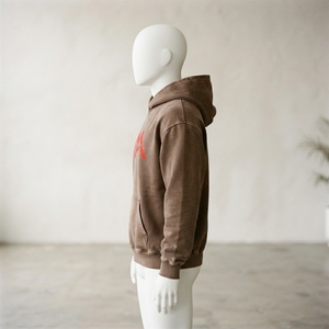 <b>Men's</b> Peach <b>Orange</b> Graphic Pullover Hoodie Fleece <b>Sweatshirt</b> Streetwear Fashion Casual Hooded Top Custom Wholesale OEM ODM Appar - Product Image 4