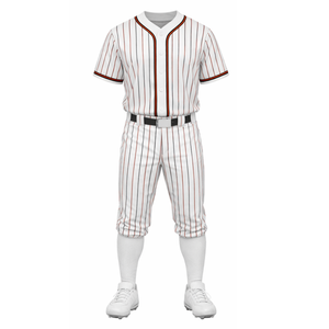 Conjunto de Uniforme de Béisbol en Oferta |   Jersey y Pantalones Sublimados con Rayas Blancas y Rojas y Botones Completos - Product Image 2