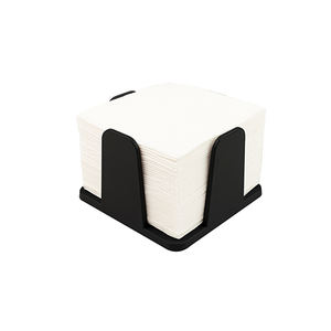 Porte-serviettes noir 20x20cm en polystyrène PS avec serviette blanche 12 pièces B2B - Product Image 1