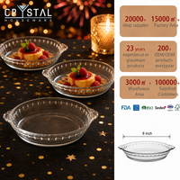Assiette en verre borosilicate CRYSTAL de 8 pouces, résistante à la chaleur, qualité restaurant, vaisselle d'hôtel, approvisionnement en gros