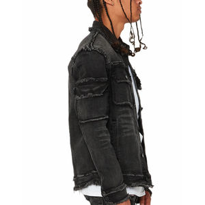 Veste d'hiver Nouvelle mode Couleur unie Veste en jean d'hiver pour homme Vêtement décontracté confortable avec col montant - Product Image 4