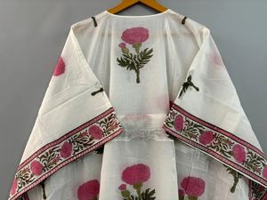 Caftan en coton pour femmes Robe Maxi d'été confortable avec impression bloc à la main Beach Cover Ups Vêtements de nuit Robes décontractées d'Inde - Product Image 3