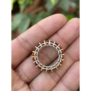925 Platinum Band <b>Ring</b> with Natural Citrine Stone Romantic Boho Style Oval Cut Statement <b>Ring</b> Everyday Wear Geometric Pattern - Product Image 3