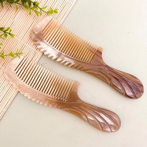 COULEURS DE CHEVEUX CORNE BUFFALO PEIGNES EN GROS Peignes en corne antistatique naturels pour les cadeaux de vacances par l'artisanat en croissant - Product Image 5