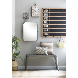 <span class=keywords><strong>Espejo</strong></span> de baño moderno con marco de metal, <span class=keywords><strong>espejo</strong></span> de tocador <span class=keywords><strong>rectangular</strong></span> montado en la pared con soporte ajustable, estilo <span class=keywords><strong>industrial</strong></span> - Product Image 2