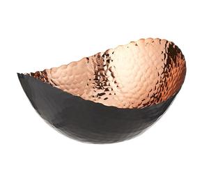 Lujoso Frutero de cobre con diseño martillado y acabado negro, ideal para servir frutas y verduras - Product Image 1