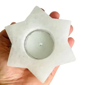 Exotic 2023 Top Natural Selenite Star Tealight Holder Star Shape Candle Holder Wedding Gifts Table Home Decoration Reiki Chakra