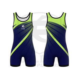 Golden Players Moda Marca Sublimado Color azul/rojo Lucha libre Singlets Logotipo personalizado OEM Impresión Lucha libre Singlets - Product Image 1