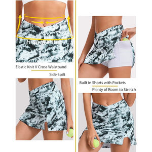 กระโปรงเทนนิสสั้นเอวสูงระบายอากาศได้ดีมัดย้อมออกแบบได้เองและสไตล์ผ่อนคลายกระโปรงเทนนิสสำหรับผู้หญิง - Product Image 4