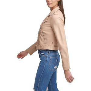 Otoño logotipo personalizado impreso mujer Chaqueta corta de cuero tejido a prueba de viento mejor calidad salida de fábrica - Product Image 3