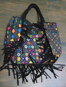 Bolso de hombro de algodón bordado multicolor elegante para mujer ecológico bohemio Vintage hecho a mano con cierre de cremallera - Product Image 6