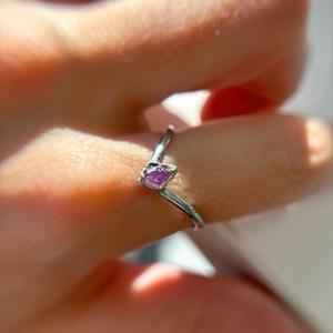 แหวนเงินทำมือ92.5ทำด้วยมือที่มีน้อยซาธิสต์ดิบเครื่องประดับวันเกิดรูปตัววีสำหรับผู้หญิง - Product Image 6