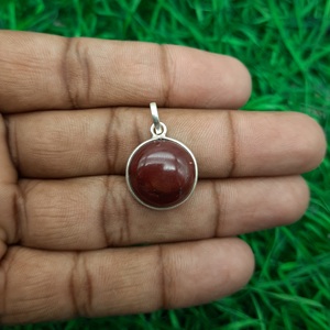 Colgante de piedras preciosas de Plata de Ley 925 de Hessonite, cabujón redondo, joyería de piedra Natural, diseño elegante hecho a mano, joyería para niños - Product Image 1