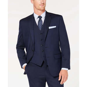 Completo da Uomo Classico Elasticizzato in Twill Blu Navy con Gilet, Taglia 40, Chiusura Pantaloni con Bottone, Stile Club Room Classico Blu Navy - Product Image 3