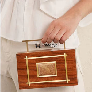 Embrague compacto de madera de estilo moderno con cadenas de perlas Correas Decoraciones Ligero Único de Tradebyd para eventos Festivales - Product Image 4