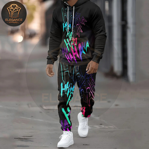 Sublimado diseño impreso transpirable secado rápido Streetwear Regular Fit cómodo entrenamiento elegante con capucha Casual Jogging traje hombres - Product Image 2
