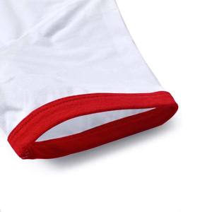 Men's Clothing Plus Size <b>Shirts</b> 2025 OEM ODM Ringer T <b>Shirt</b> In <b>White</b> Red 100% Cotton Unisex Custom Fit Short Sleeve Summer Tee - Product Image 3