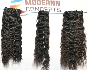 Extensions de cheveux humains de temple indien 100% non transformés du vendeur vierge brut Paquets ondulés de couleur noire naturelle Style de vague profonde lâche - Product Image 6