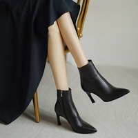 2023 automne nouveau Design crayon talon bottines bout pointu Stiletto femmes bottes automne et hiver fermeture éclair vers le haut chaud Boote pour les filles
