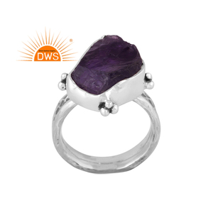 Latest Design Oxidized Sterling <b>Silver</b> Natural Rough Amethyst Gemstone <b>Statement</b> <b>Ring</b> Jewelry For Women Gift For Her - Product Image 1