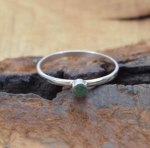 Bague émeraude pierre précieuse bijoux pour femmes argent Boho Style bijoux 925 argent Sterling tendance bague faite à la main cadeau pour elle - Product Image 4