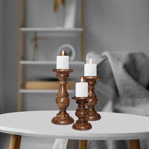 Bougeoirs en bois fabriqués à la main avec charme rustique élégant pour la décoration intérieure L'amélioration de l'ambiance de Noël crée de la chaleur - Product Image 3