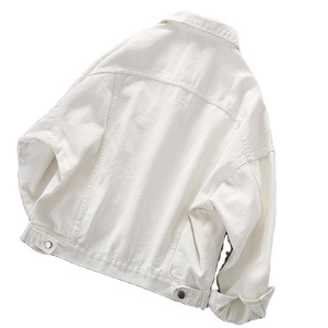 High Quality Oversized Long Sleeve Denim Jackets Distressed Women's Jean Jacket Wholesale Denim Jackets Suppliers White Dyed - Product Image 4