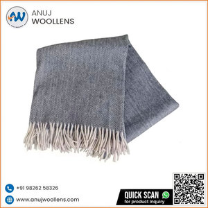 2024 recién llegado, manta de lana de cordero reciclada de tamaño King con patrón de espiga de Diamante Azul Marino - Product Image 5