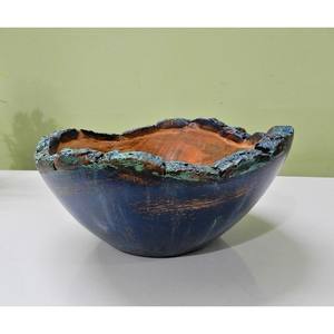 Torneado de madera-Tazón epoxi azul océano Suministros al por mayor Hotel y restaurante Tazón de madera Premium para productos de cena - Product Image 5