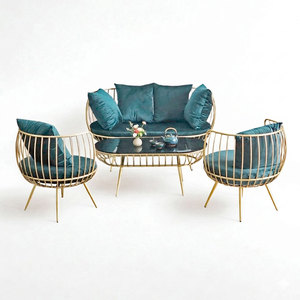 Juego de Sofás con Estructura de Hierro Dorado CBSF68015, Muebles para Sala de Estar - Product Image 1