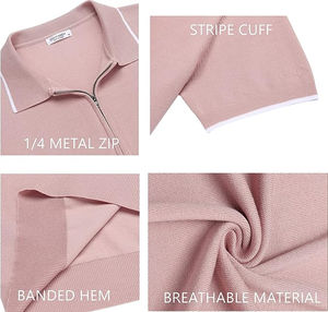 Design personnalisé hommes Polo T-shirt coupe ajustée avant 1/4 Zip Golf Sportswear Golf Polo 100% coton tissu chemise de haute qualité - Product Image 5