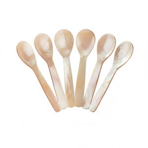 Ensemble de cuillères en nacre sculptées à la main de qualité supérieure, cuillères à dessert en coquille de mer naturelle pour un coffret cadeau de luxe - Product Image 2