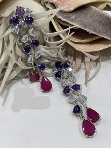 Pendientes de piedra semipreciosa de latón brillante, accesorios elegantes de moda para mujeres y niñas para fiestas, bodas, gran idea de regalo - Product Image 3