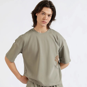 Camiseta de algodón 100% de alta calidad para hombre, camiseta en blanco de gran tamaño personalizada de peso pesado, ropa informal de Color sólido para hombre - Product Image 1