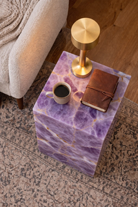 Mesa Auxiliar de Ónix Morado Ecológica y Moderna de Lujo, Mesa Decorativa de Piedra Natural para Diwali, Bautizo, Sala de Estar y Dormitorio - Product Image 5