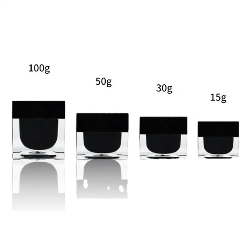 30Ml 50Ml Cosmetic Acrylic Cream Jar Acrylic Cosmetic Packaging Cosmetic Square Cream Jar Container With Lid