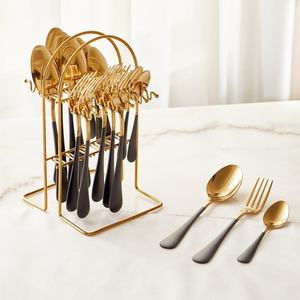 Luxurious Design Silver & Gold Plated Stainless Steel Cutlery Flatware <b>Set</b> Durable & Dishwasher Safe Mirrored Steel - Product Image 4