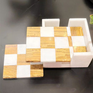 แผ่นรองแก้วเรซิ่นเทอร์ราซโซทำมือ ลายไม้ฝังหินอ่อน ดูดซับน้ำได้ดี ทรงกลมทันสมัย เส้นผ่านศูนย์กลาง 10 ซม. สำหรับใช้ในบ้านและเชิงพาณิชย์ - Product Image 1