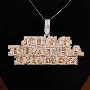 Pendentif lettre personnalisée en moissanite diamant taille ronde pendentif personnalisé style hip-hop glacé en argent sterling 925 - Product Image 4