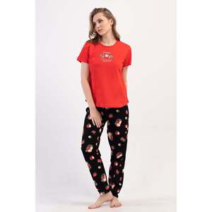 Completo Pigiama Donna P.SUPREM XXL con Collo a O e Maniche Corte, Modello Ovale - Nuovo Rosso - Nuovo Rosso - Product Image 1